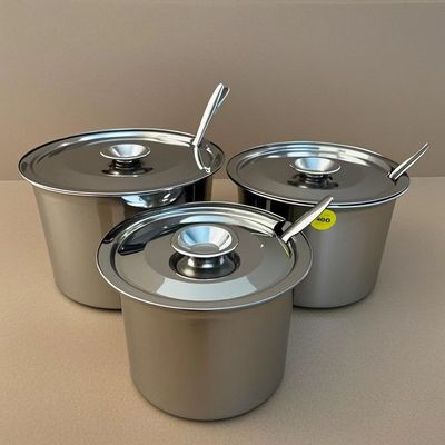 加厚无磁厨房圆底带盖密封带勺小碗料理缸味斗商用味盅后厨调料罐