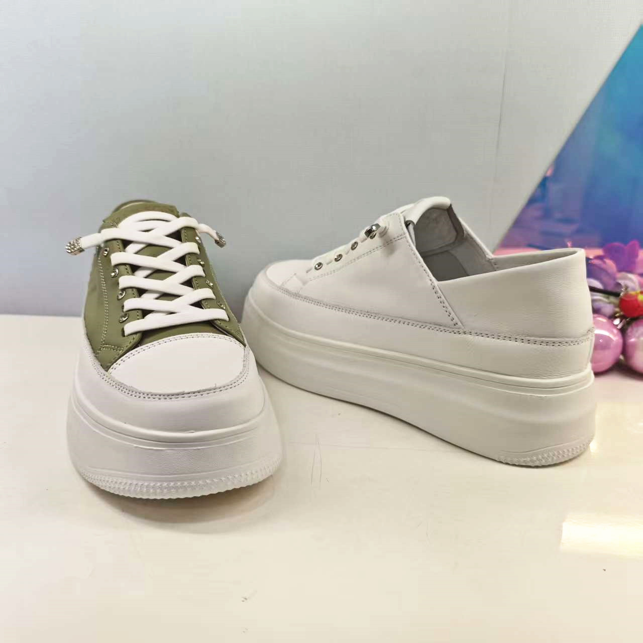 HCM260310正品哈森26四季增高厚底休闲一脚蹬弹力绳40码百搭女鞋
