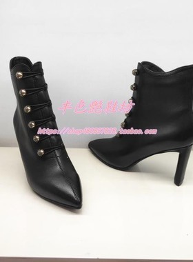 专柜正品HARSON哈森断码冬新款高跟尖头时装侧拉链女短靴HA10838