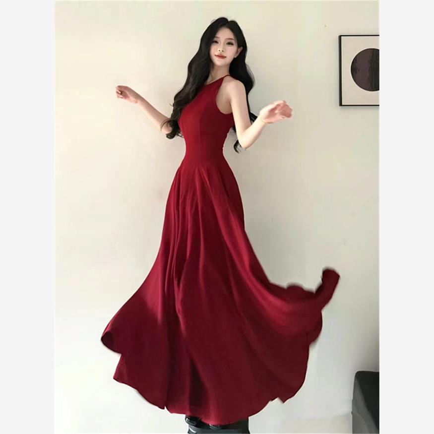 法式高级感挂脖露肩无袖