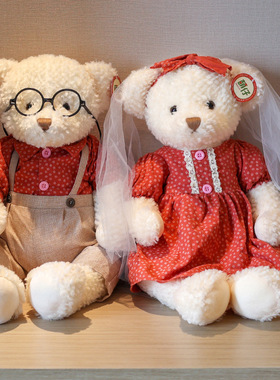 新婚压床娃娃一对结婚礼物新款高档中式抱枕情侣小熊公仔婚床玩偶