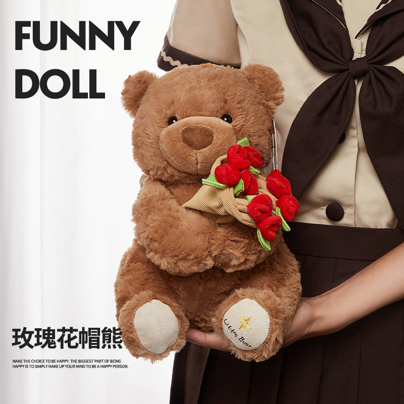 正版创意玫瑰花小熊毛绒玩具可爱泰迪公仔玩偶送情侣女生生日礼物