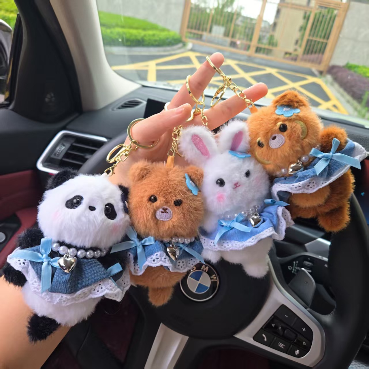 牛仔芭蕾跳舞小兔熊猫挂件毛绒玩具浣熊公仔包包挂饰钥匙扣小礼品