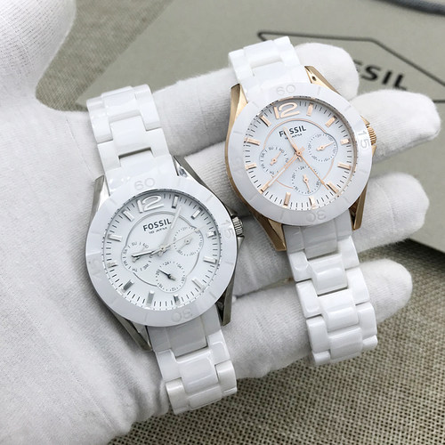 FOSSIL陶瓷表多功能女表