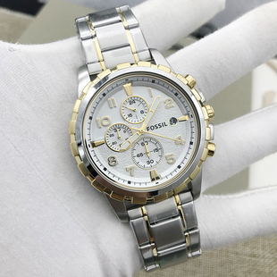 FOSSIL手表不锈钢三眼计时商务休闲石英表防水男表