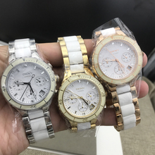 现货DKNY唐可娜儿手表不锈钢间陶瓷大表盘计时商务休闲石英表女表