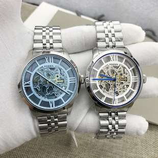 FOSSIL手表不锈钢轻奢潮流镂空背透自动机械表商务休闲男表ME3044