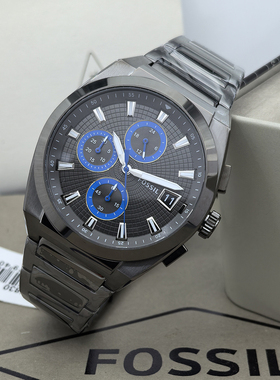 FOSSIL手表不锈钢灰黑色三眼计时商务休闲石英机芯防水男表FS5830