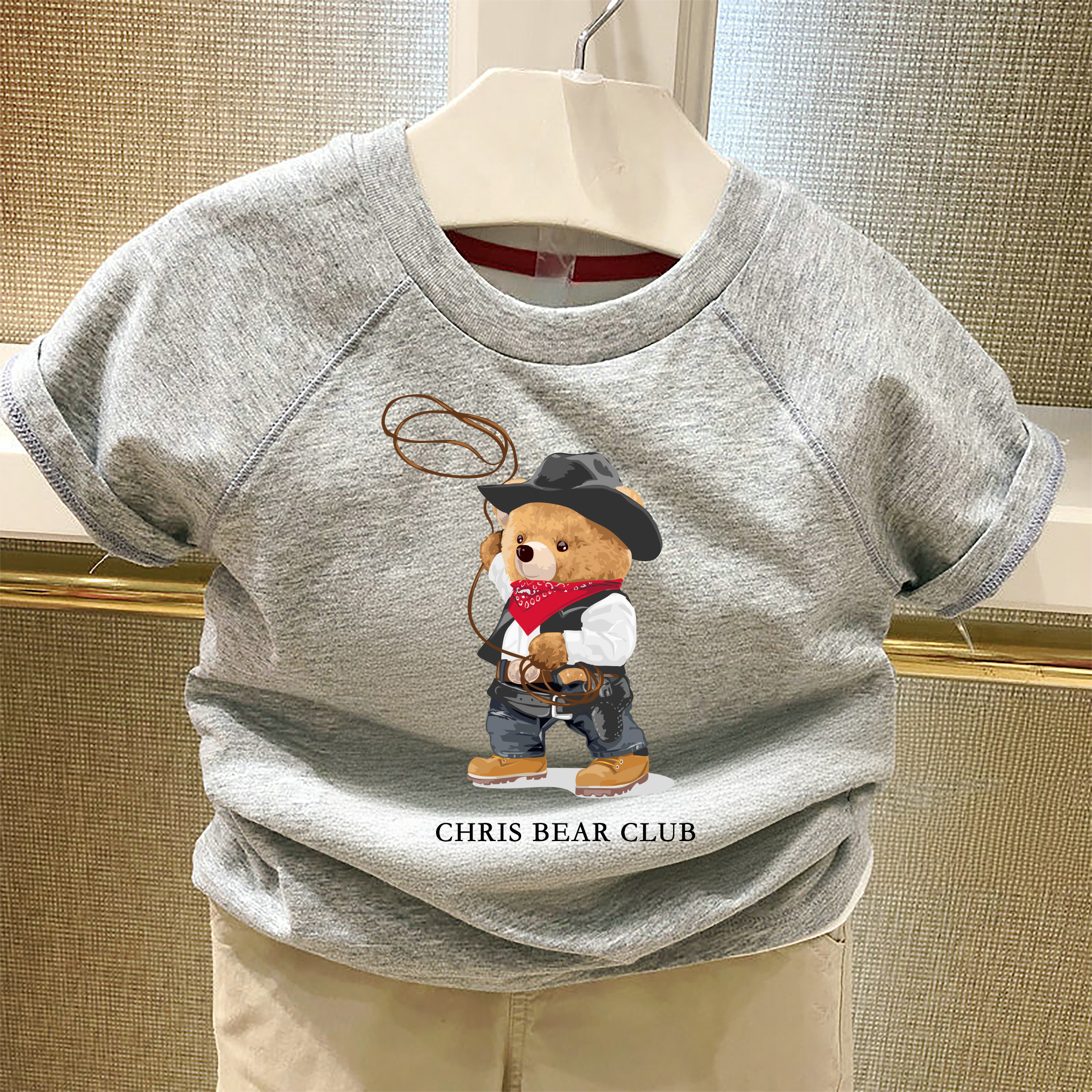 chris童装2025夏季新款男童中大童装短袖透气全棉圆领休闲T恤