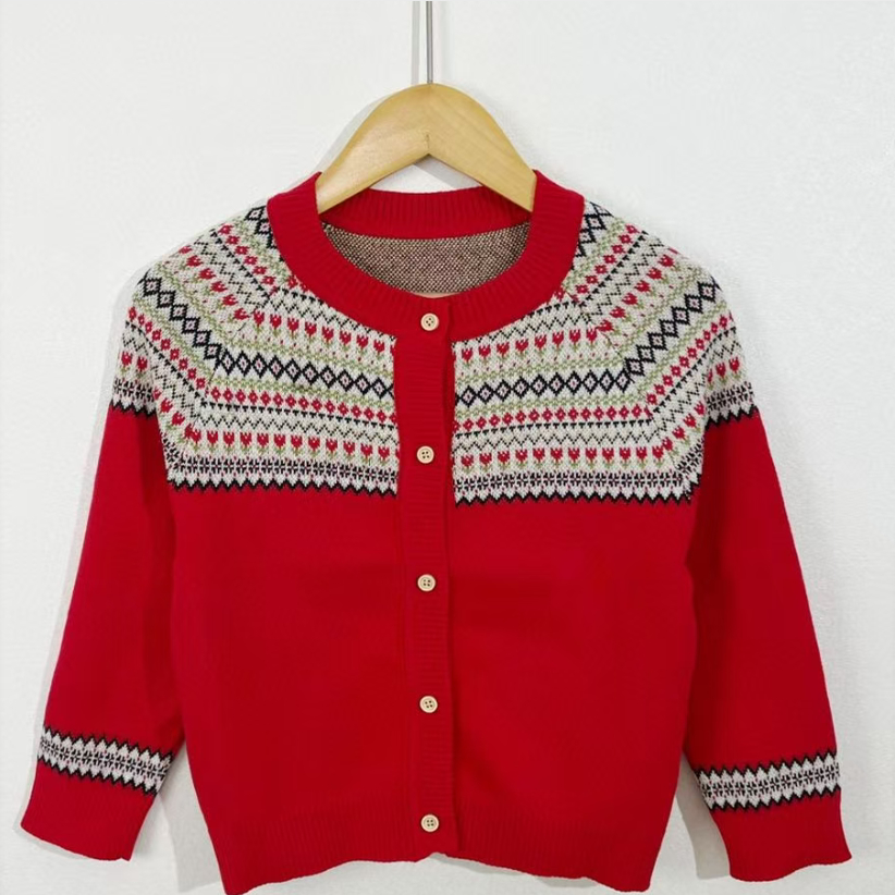 chris童装25春秋新款女童菱格毛衣儿童休闲百搭针织开衫外套洋气