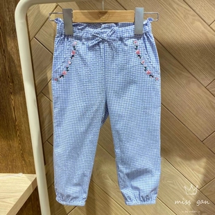 长裤 女童装 中大童蓝格子九分裤 儿童薄款 子 chris童装 裤 25春夏新款