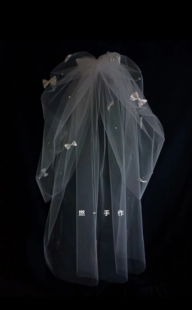 新娘头纱原创款手作缎面蝴蝶结可爱公主风头纱