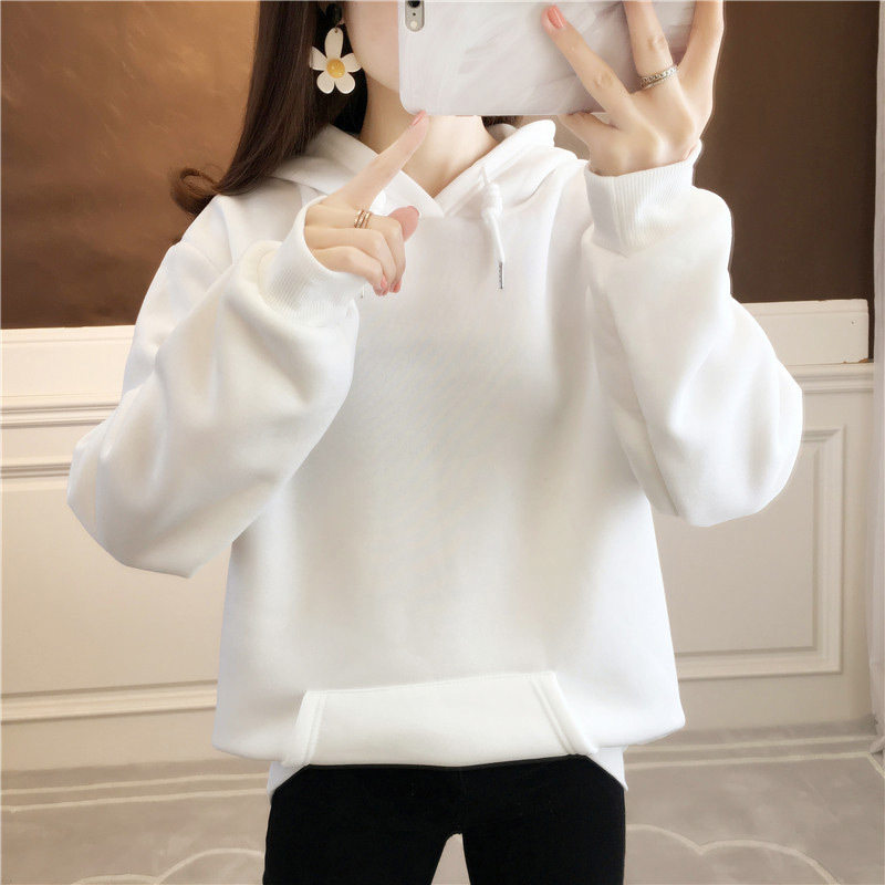 带帽卫衣女新款宽松加绒纯色学生韩版情侣装班服上衣外套,运动服/休闲服装,运动卫衣/套头衫,淘宝优惠券,粉丝福利购,淘宝优惠卷