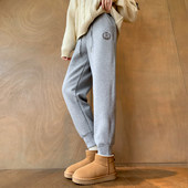 灰色束脚裤 羊羔绒棉裤 加绒休闲卫裤 冬加厚东北运动裤 子 女2025新款
