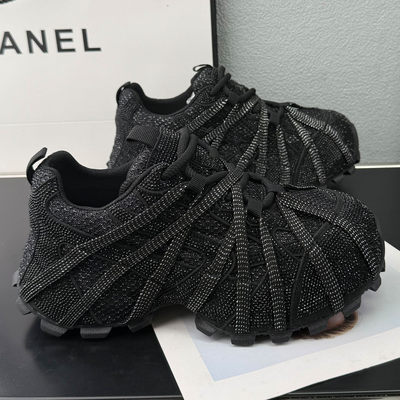 潮流时尚水钻老爹鞋女厚底不累脚2026新款爆款百搭舒适运动休闲鞋