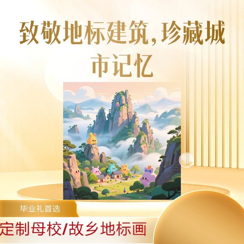 手绘插画定制风景建筑画设计照片转动漫画卡通绘制山水场景画绘制