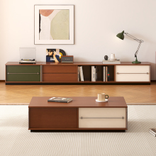 中古风电视柜实木客厅家用2025新款组合落地电视机柜储物柜小户型