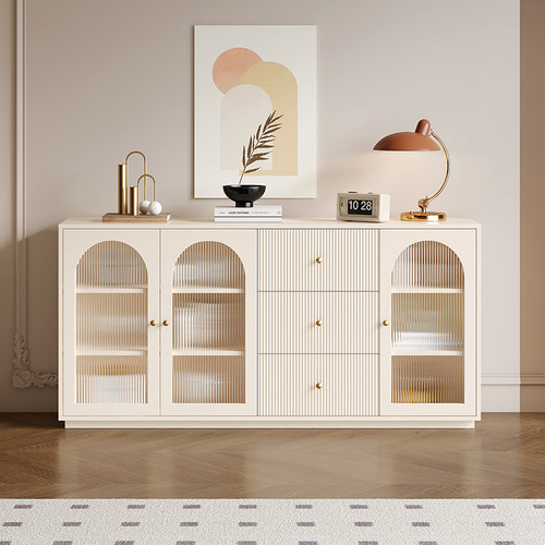 奶油风餐边柜储物柜一体