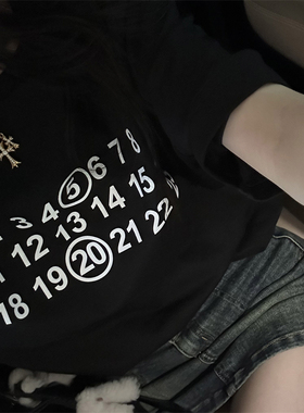【限定520】两色宽松数字印花全棉短袖情侣T恤女夏季宽松休闲上衣