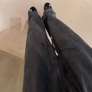 女ins超火设计感直筒裤 高腰显瘦马蹄梵文满印运动卫裤 潮 新款 春季