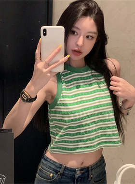 夏季新款纯欲辣妹胸口嘴唇刺绣吊带背心女夏季宽松显瘦短款上衣潮