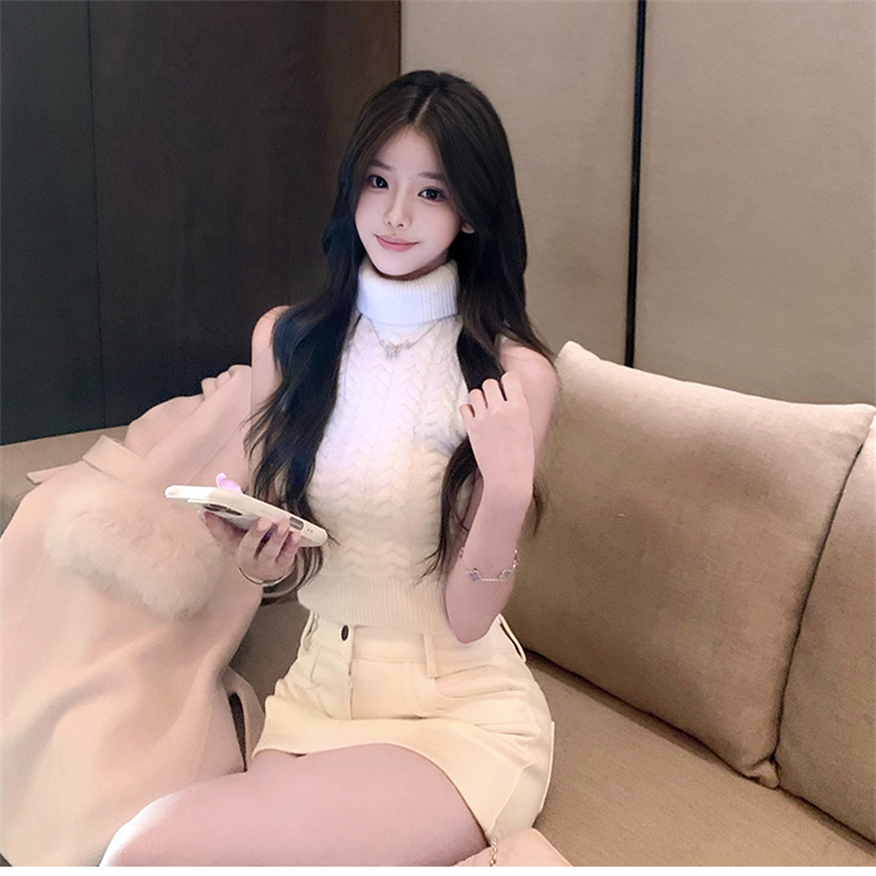 温柔oni羊毛绞花无袖针织上衣女秋冬新款纯欲性感弹力修身背心潮