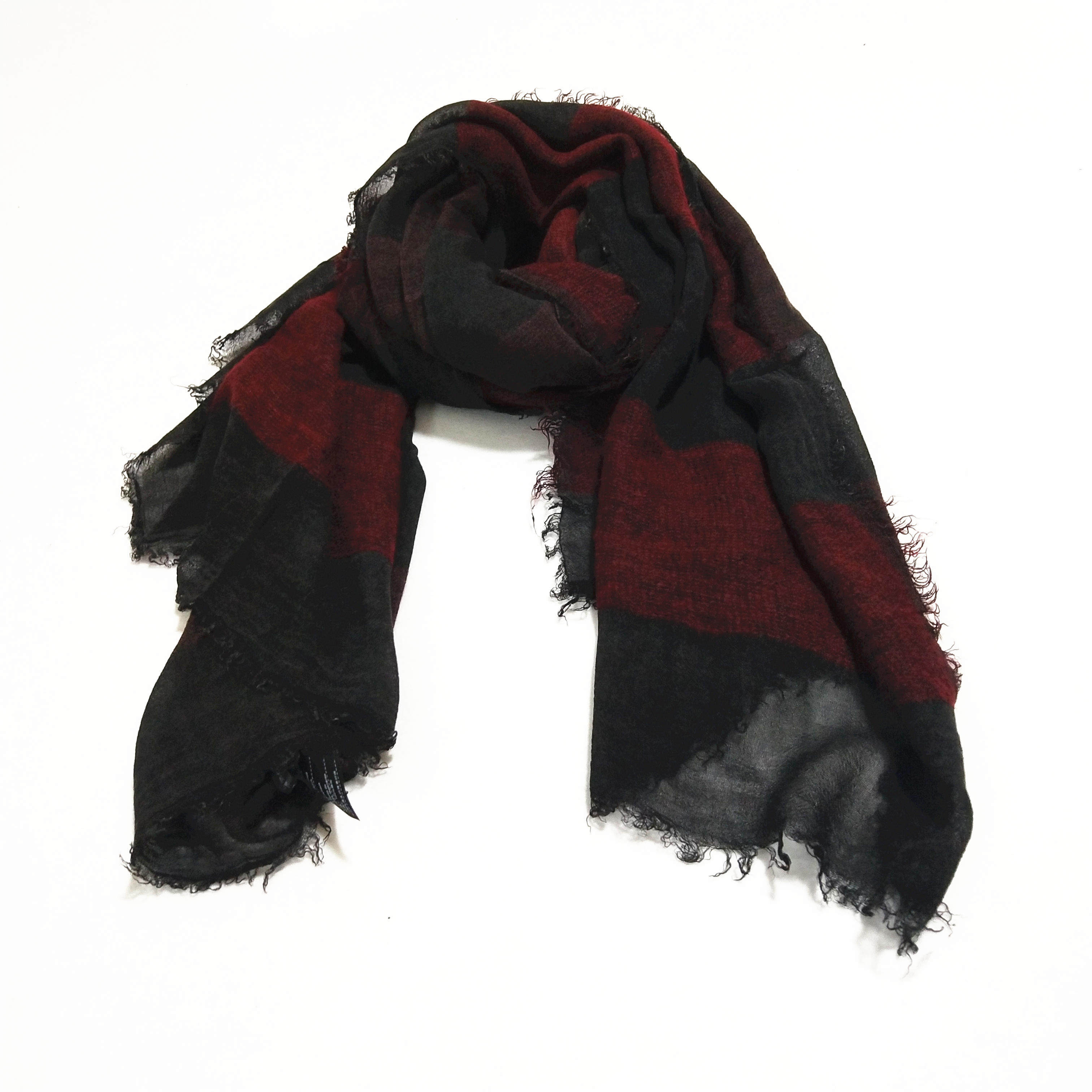 初见家圣迪南京品牌折扣女装2019冬季新品酒红轻薄长款围巾女