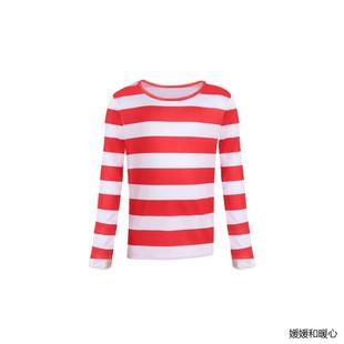 万圣节聪明的沃里Where's Wally动漫情侣cosplay派对服装角色扮演