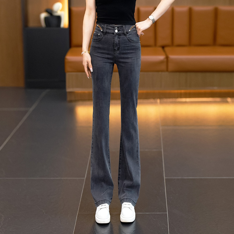 天丝牛仔裤女夏季薄款2025年新款高腰显瘦莱赛尔微喇裤九分休闲裤