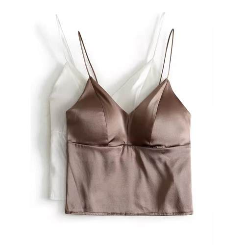 吊带背心超薄款法式内衣真丝缎面桑蚕丝无钢圈光面无痕文胸夏季女