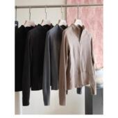 秘鲁进口德绒 山羊绒立领双拉链外套叠穿上衣内搭卫衣打底开衫 女