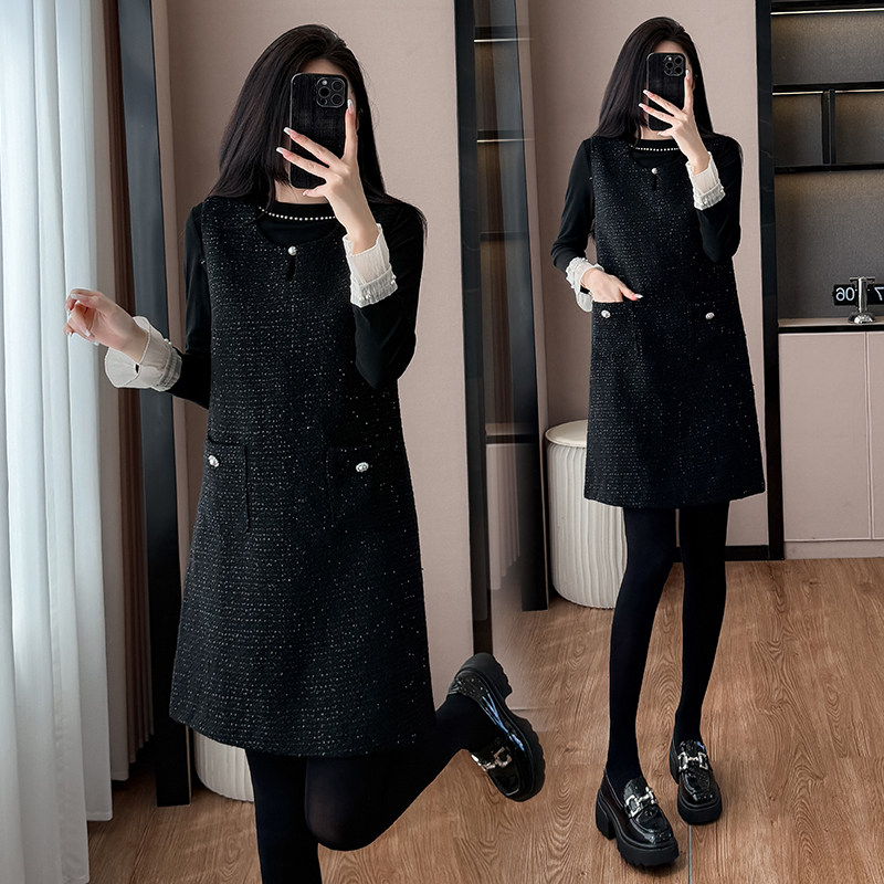 法式优雅气质小香风背心连衣裙套装女2025秋冬新款花边内搭两件套,女装/女士精品,连衣裙,淘宝优惠券,粉丝福利购,淘宝优惠卷