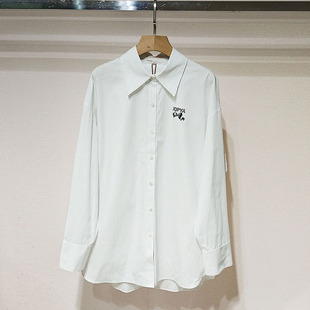 衬衫 上衣 XRJ4C04C翻领黑白条纹蝴蝶结简约中长款 2025秋新女装