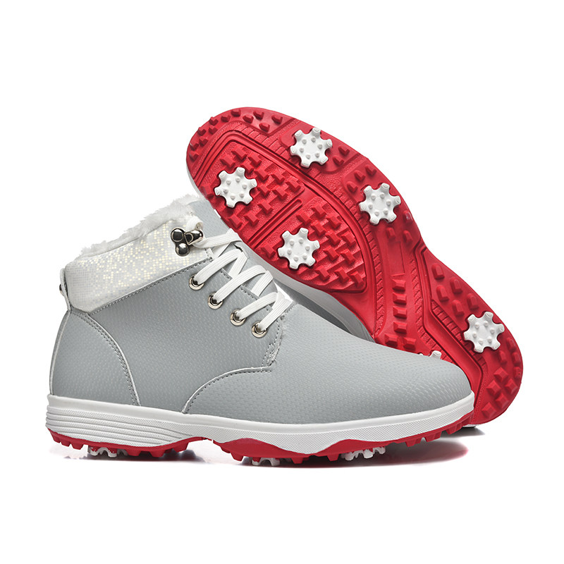 高尔夫球鞋女士防滑防水冬季加绒保暖高帮户外雪地靴中老年健步鞋
