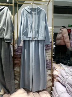 2026春欧韩休闲套装女连帽拉链开衫外套阔腿裤时尚百搭两件套裤潮