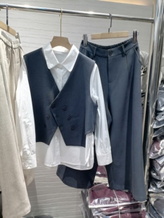 2026春欧韩时尚套装女衬衫马甲阔腿裤宽松百搭休闲显瘦三件套裤潮