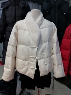 2026冬欧韩休闲新中式国风提花白鸭绒羽绒服女小个子保暖羽绒外套