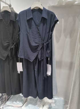 2025春夏欧韩时尚套装女设计感小众上衣衬衫+高腰显瘦阔腿裤套装