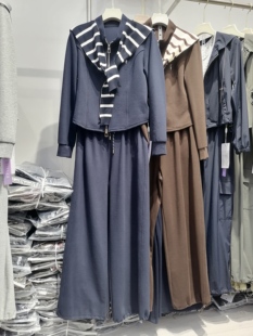 卫衣披肩外套阔腿裤 女长袖 宽松休闲三件套裙潮 套装 2025秋欧韩时尚