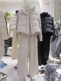 2026冬新欧韩时尚套装女连帽拉链外套阔腿裤马甲休闲加绒三件套裤