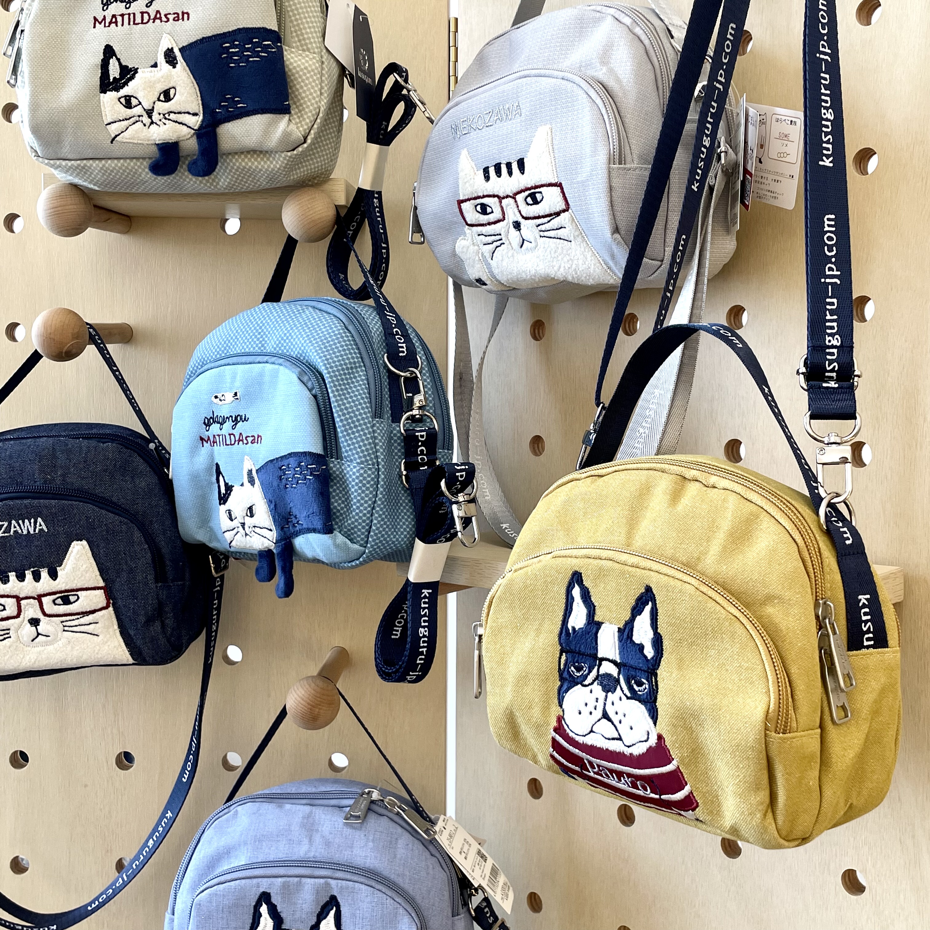 出口日本㊣25秋冬新猫咪法斗柴犬刺绣图案多分隔小手提斜挎包