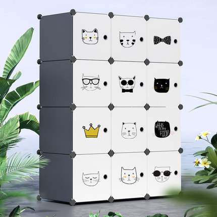 简易衣柜家用卧室出租房用收纳柜子儿童储物柜小户型塑料组装衣橱