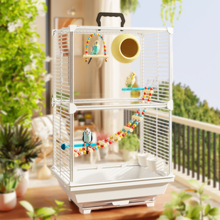 宠物鸟笼鹦鹉笼防飞溅横丝玄凤虎皮牡丹专用新型透明别墅两层大号