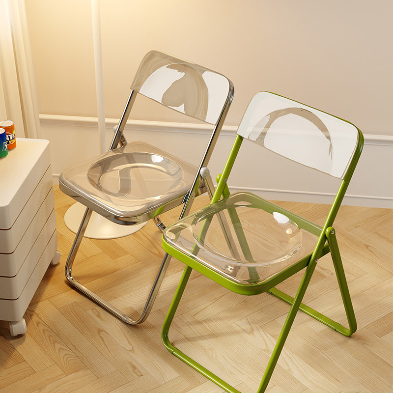 透明椅子女服装店拍照椅ins亚克力餐椅塑料水晶折叠椅网红化妆凳