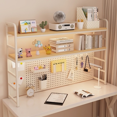 洞洞板置物架桌面书架学生书桌台面办公室工位电脑桌上铁艺收纳架