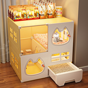 猫笼子带猫窝厕所一体家用室内猫屋猫房超大自由空间新型猫咪别墅