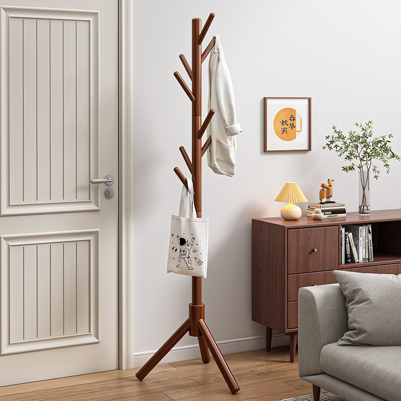 三角挂衣架衣帽架实木落地家用立式包架简约现代榉木卧室北欧衣架