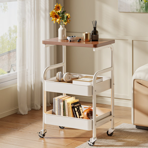 可移动茶几零食小推车奶油风