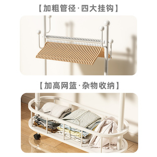 衣架落地卧室挂衣架可移动带轮家用室内轻奢晾衣架床尾晚上放衣服