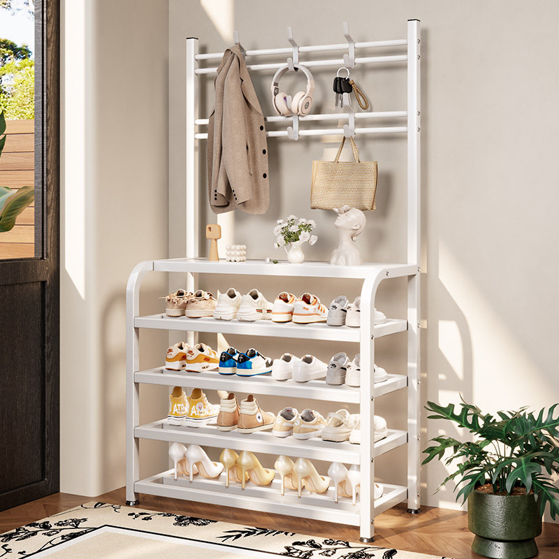 家用门口多层鞋架挂衣架一体多功能鞋架子大容量铁艺鞋子收纳神器,住宅家具,鞋架,淘宝优惠券,粉丝福利购,淘宝优惠卷